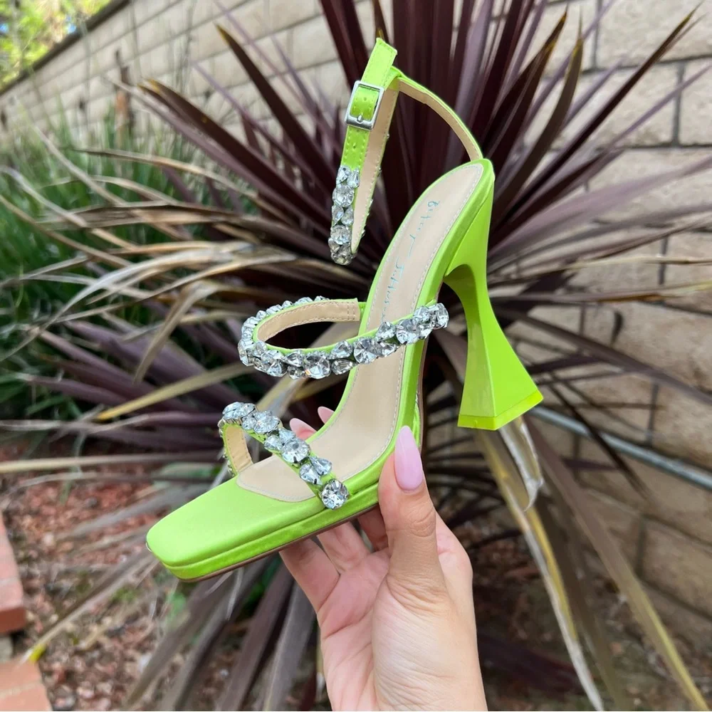 Betsy Johnson Rhinestone Glam SB-Perry Green Heels NEW In Box (Multiple Sizes) - Picture 13 of 16